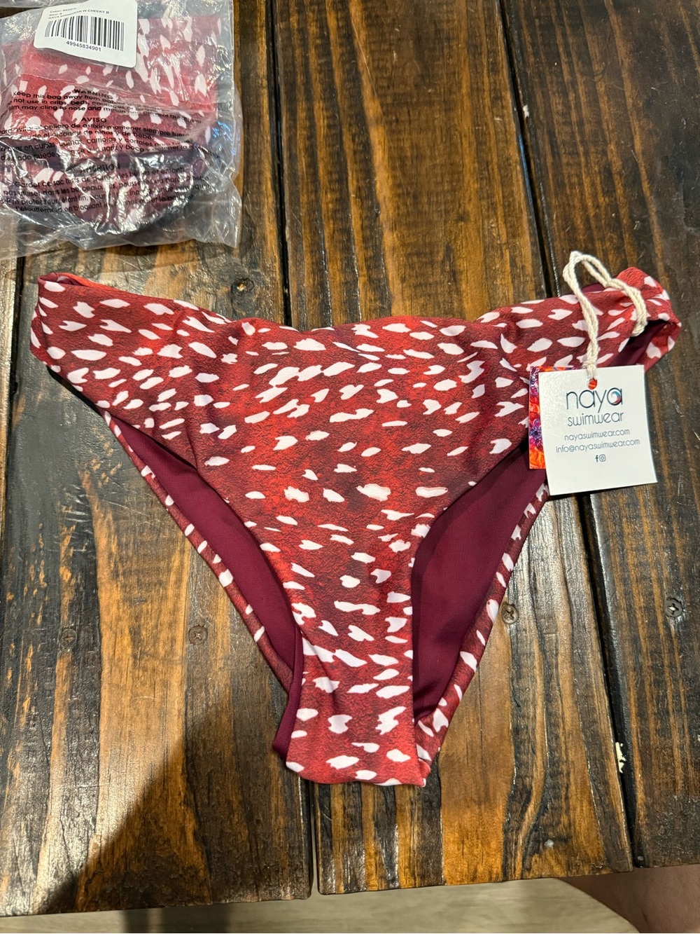 Naya Swimwear Red & White Patterned Bikini Bottom NWT